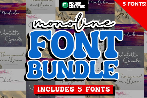 Monoline 5 Script Bundle for Modern Craft Branding